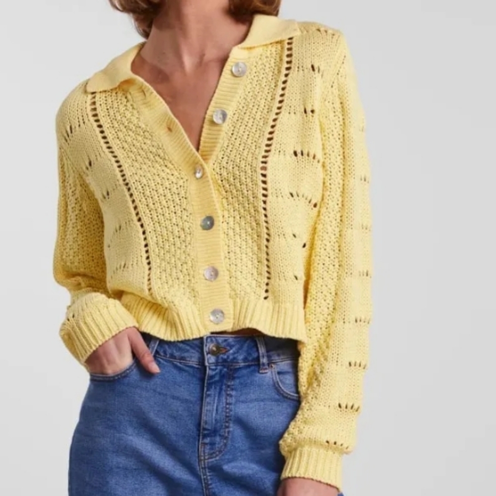Pieces yellow cardigan size S